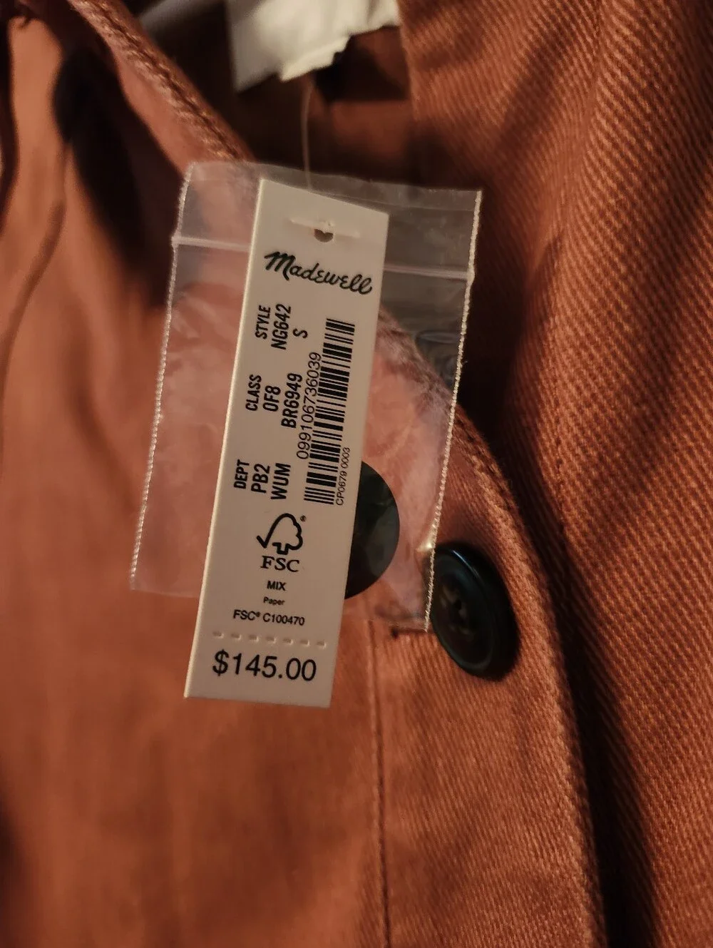 Madewell Brick Utility Jacket Size Small New! - Picture 2 of 4